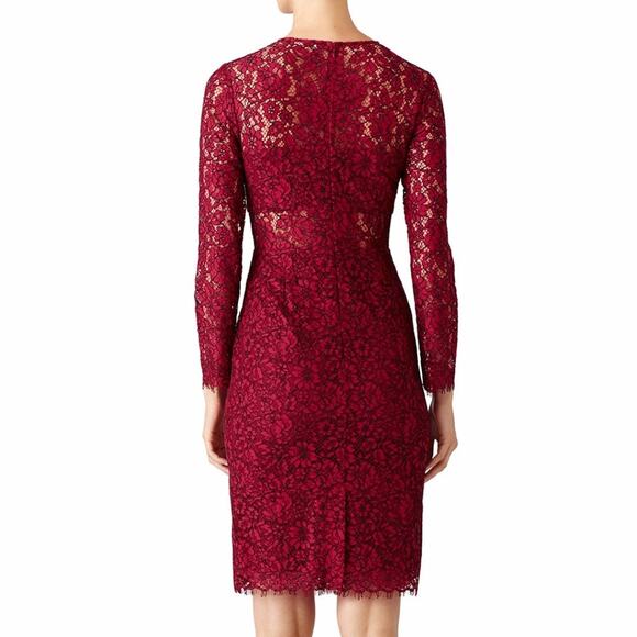 Shoshanna Garnet Illusion Lace Sheath dress red - 2 - Picture 2 of 13